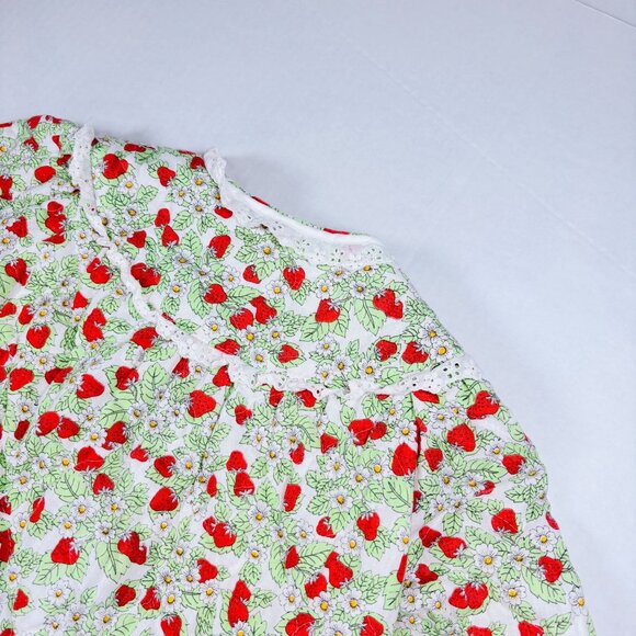 Vintage Girls Novelty Strawberry Fruit Print Quilted Dressing Gown Robe 6 - 8 - Picture 8 of 10